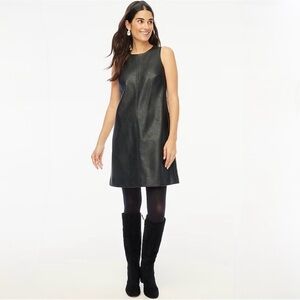 J. Crew Factory Black Faux Leather Mini Shift Dress, SZ 2 NWT 🏷️